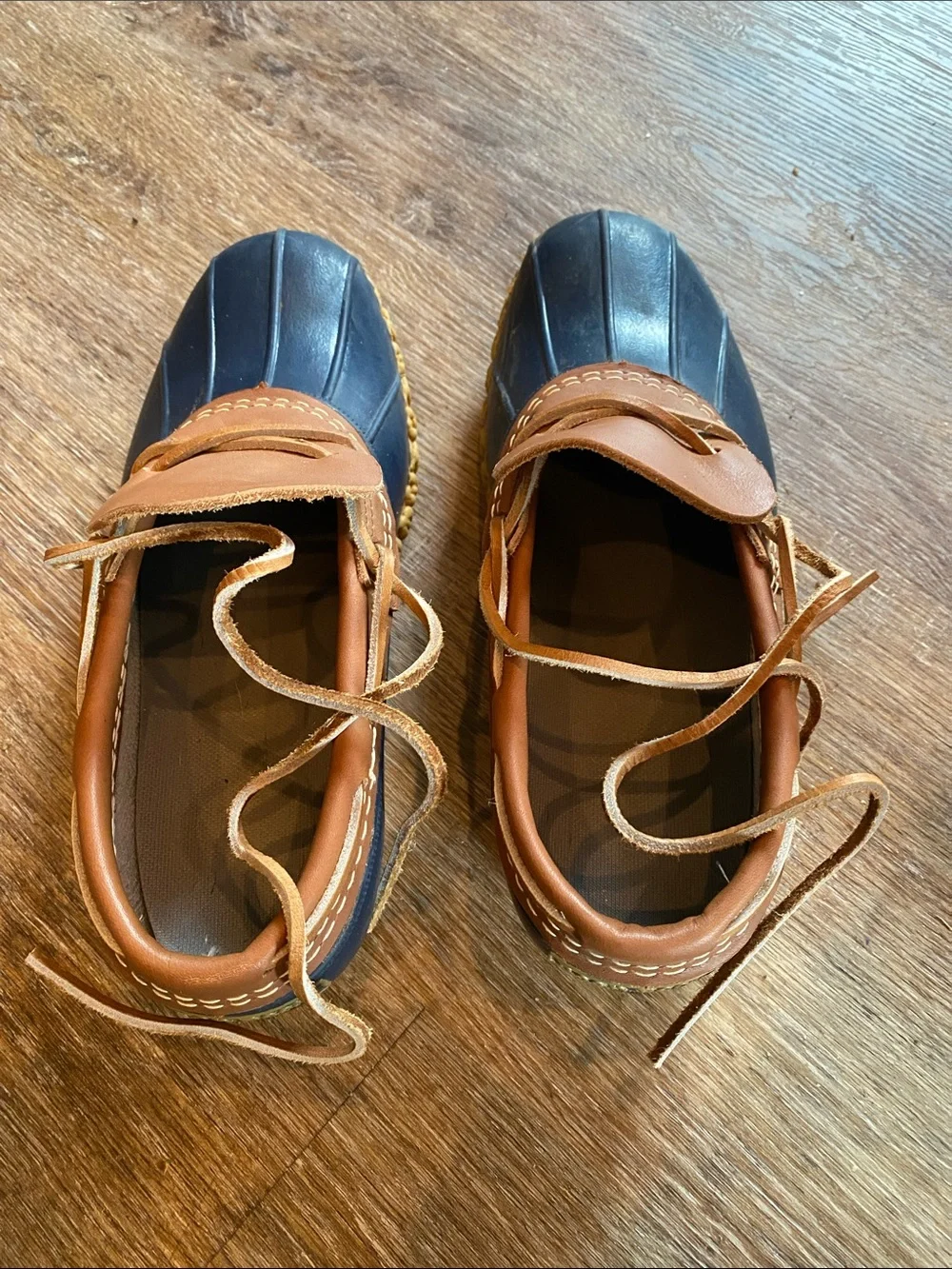 L.L. Bean Brown and Navy Leather and Rubber Duck Boot Shoes